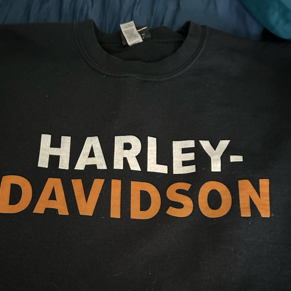 Harley-Davidson Black crew neck sweatshirt with Orange & White Logo